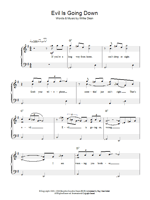 Howlin' Wolf Evil (Is Going On) sheet music notes and chords. Download Printable PDF.