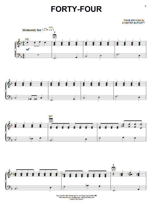 Learn to play Howlin' Wolf Forty-Four sheet music for Piano, Vocal & Guitar Chords (Right-Hand Melody) in minutes. Price: 7.8900$ Howlin' Wolf Forty-Four sheet music notes and chords arranged for Piano, Vocal & Guitar Chords (Right-Hand Melody)