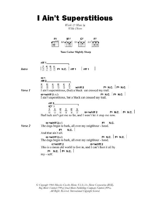 Jeff Beck I Ain't Superstitious sheet music notes and chords. Download Printable PDF.