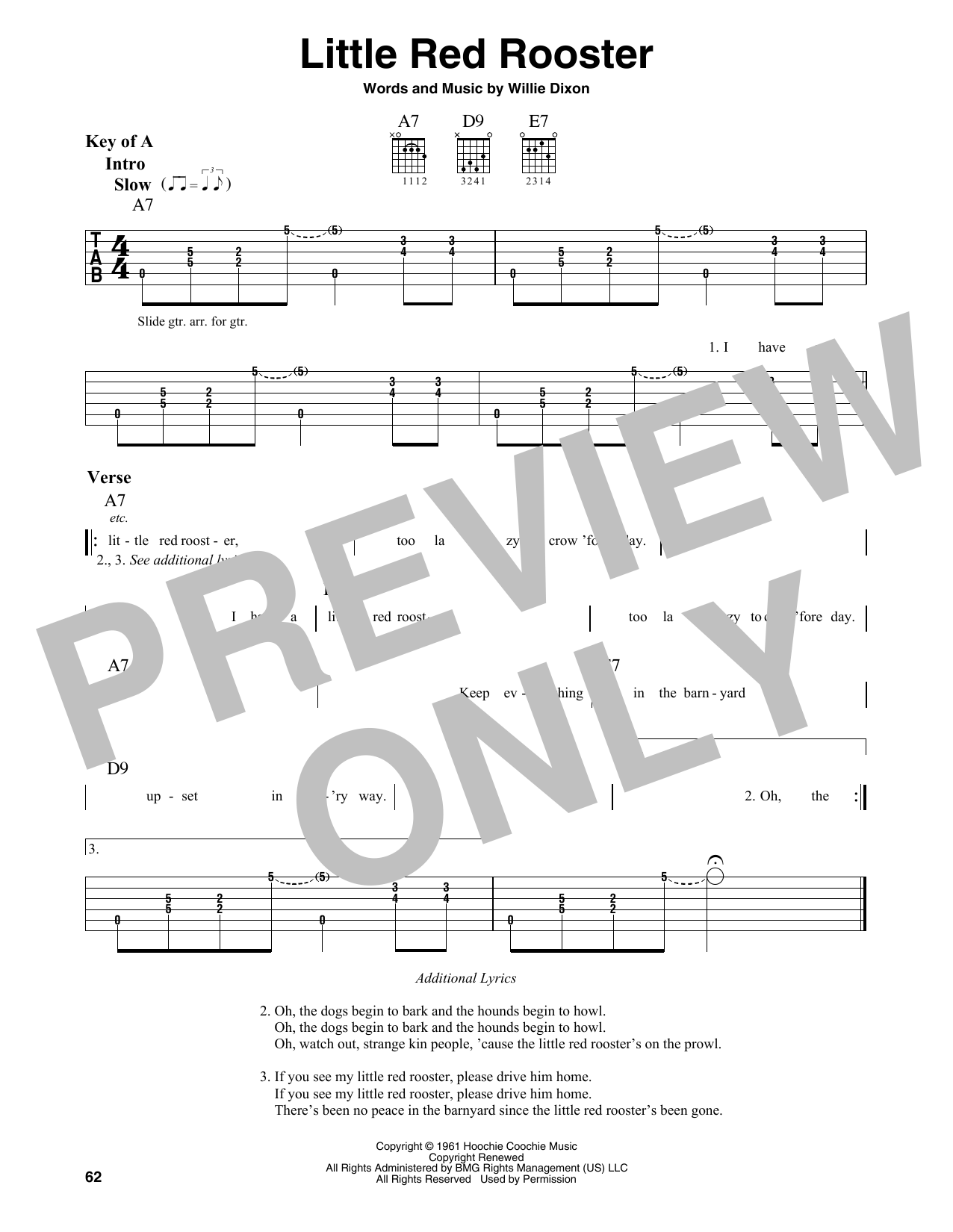 Howlin' Wolf Little Red Rooster sheet music notes and chords. Download Printable PDF.