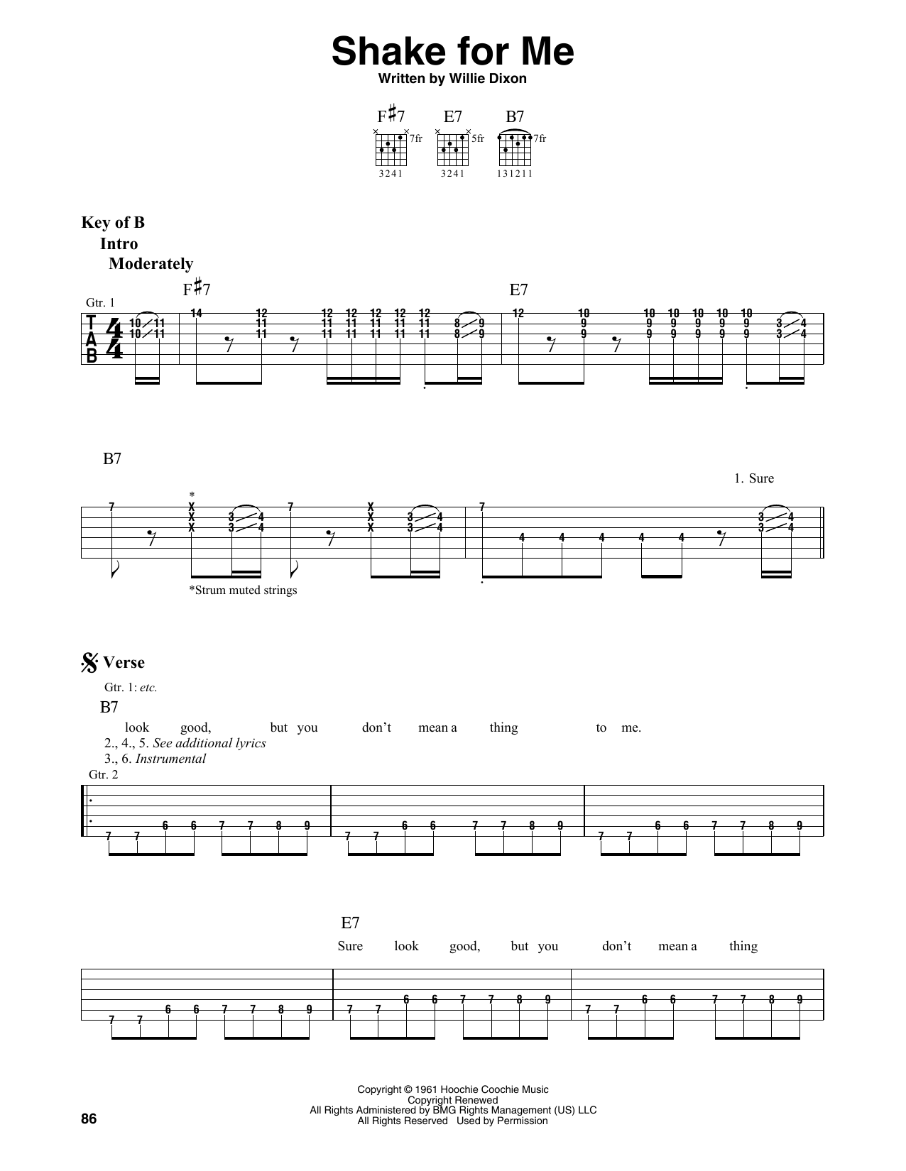 Howlin' Wolf Shake For Me sheet music notes and chords. Download Printable PDF.