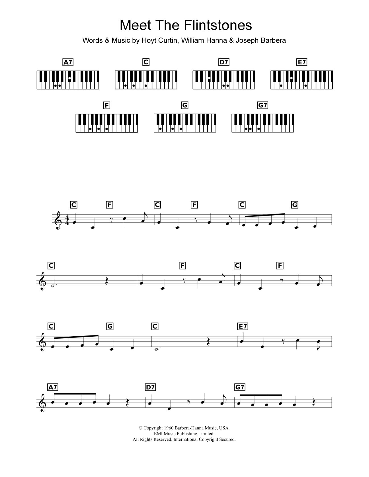 Learn to play Hoyt Curtin (Meet The) Flintstones sheet music for Piano & Vocal in minutes. Price: 7.8900$ Hoyt Curtin (Meet The) Flintstones sheet music notes and chords arranged for Piano & Vocal