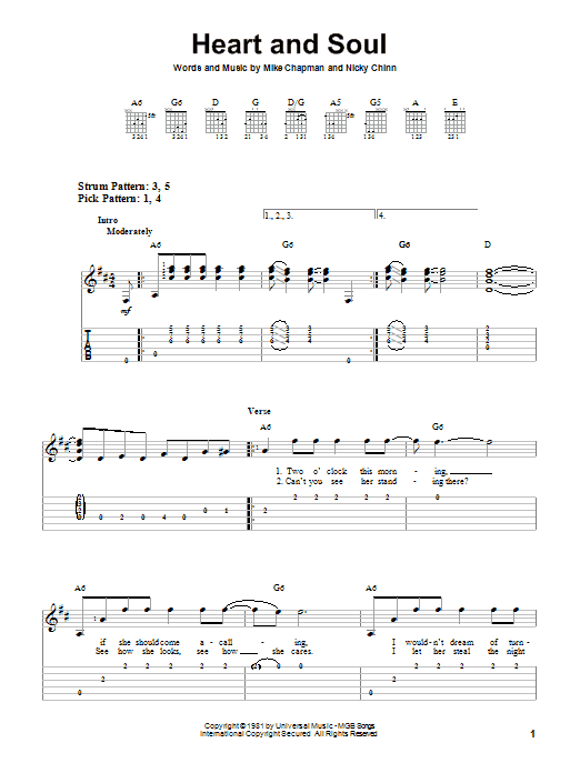 Huey Lewis & The News Heart And Soul sheet music notes and chords. Download Printable PDF.