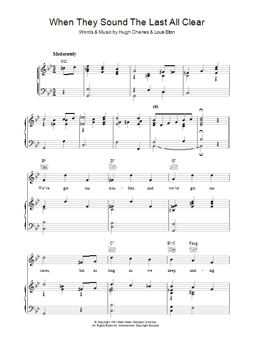 Hugh Charles When They Sound The Last All Clear sheet music notes and chords arranged for Piano, Vocal & Guitar Chords