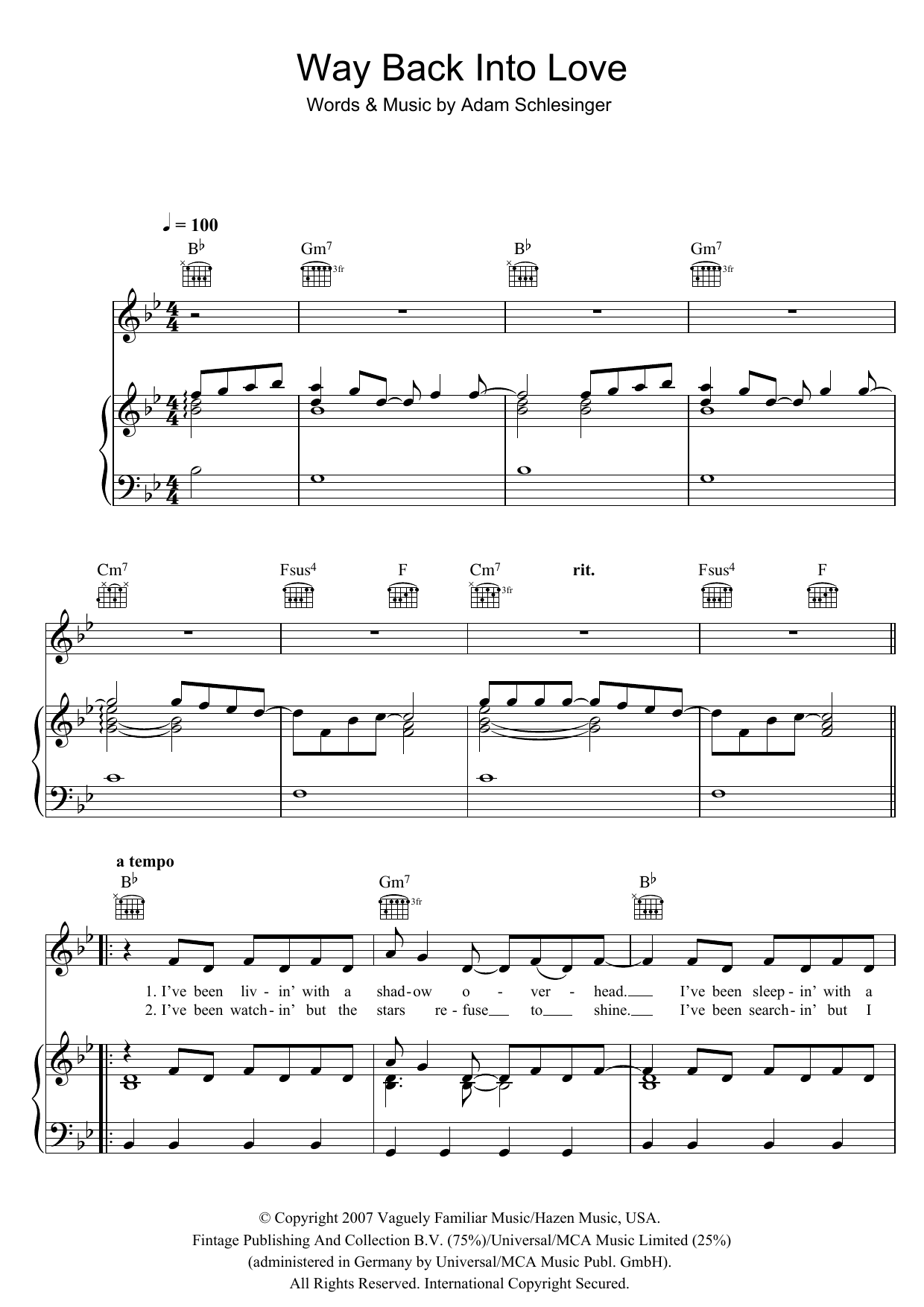 Hugh Grant & Haley Bennett Way Back Into Love (from the soundtrack to 'Music And Lyrics') sheet music notes and chords. Download Printable PDF.