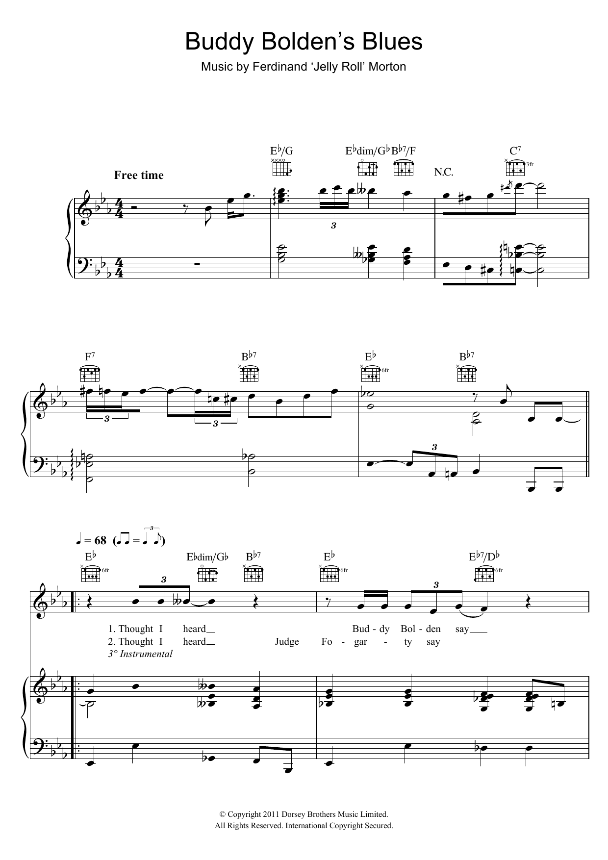 Hugh Laurie Buddy Bolden's Blues sheet music notes and chords. Download Printable PDF.