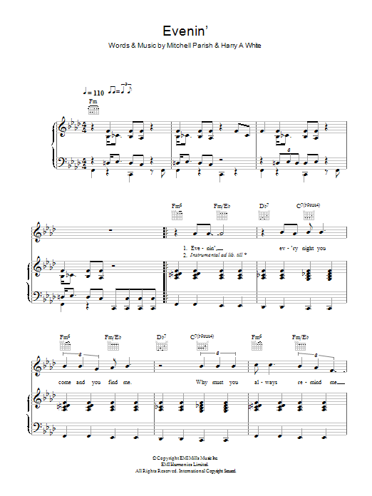 Hugh Laurie Evenin' sheet music notes and chords. Download Printable PDF.