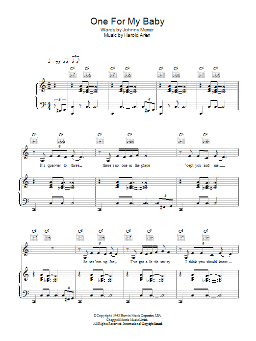 Hugh Laurie One For My Baby (And One More For The Road) sheet music notes and chords. Download Printable PDF.