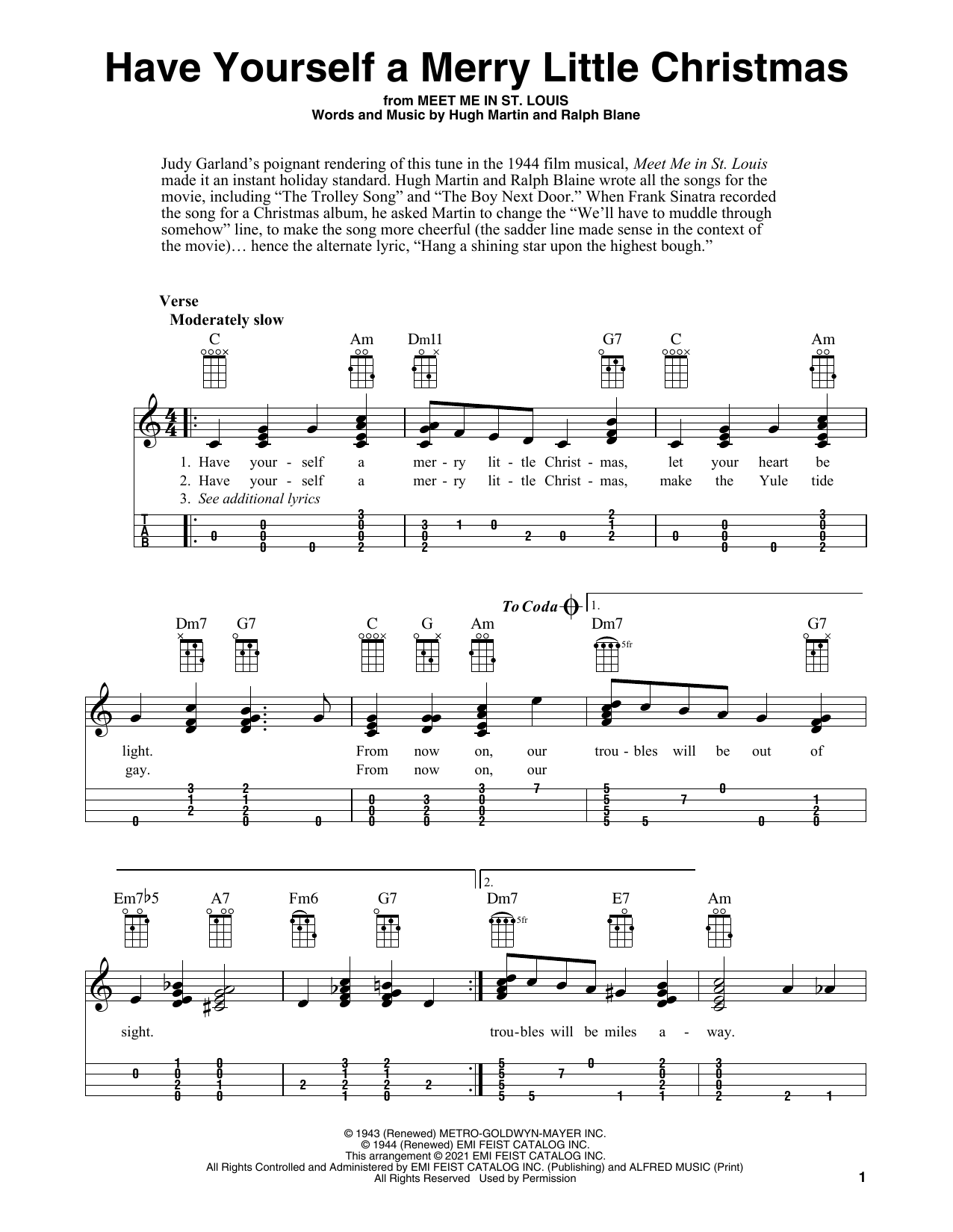 Learn to play Hugh Martin Have Yourself A Merry Little Christmas (arr. Fred Sokolow) sheet music for Ukulele in minutes. Price: 5.9900$ Hugh Martin Have Yourself A Merry Little Christmas (arr. Fred Sokolow) sheet music notes and chords arranged for Ukulele