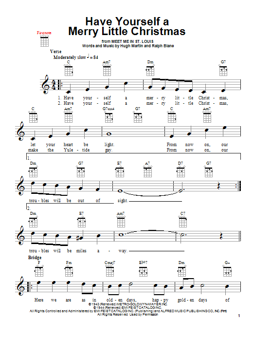 Hugh Martin Have Yourself A Merry Little Christmas sheet music notes and chords. Download Printable PDF.