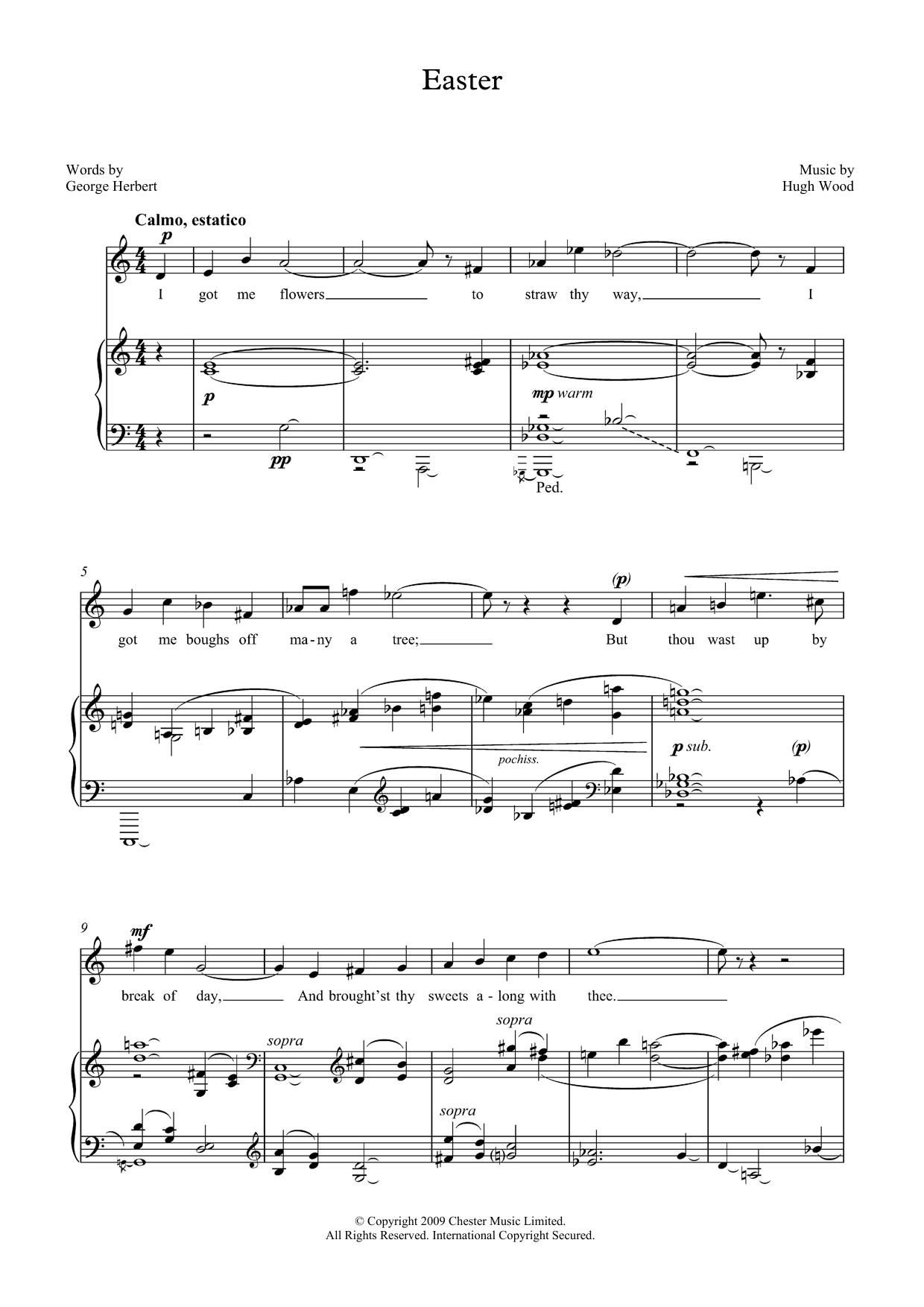 Learn to play Hugh Wood Easter (tenor & piano) sheet music for Piano & Vocal in minutes. Price: 7.8900$ Hugh Wood Easter (tenor & piano) sheet music notes and chords arranged for Piano & Vocal