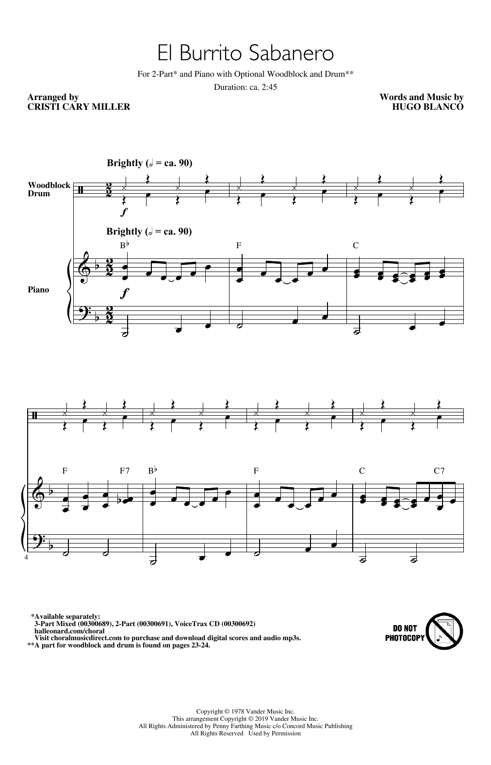 Hugo Blanco El Burrito Sabanero (Mi Burrito Sabanero) (arr. Cristi Cary Miller) sheet music notes and chords. Download Printable PDF.