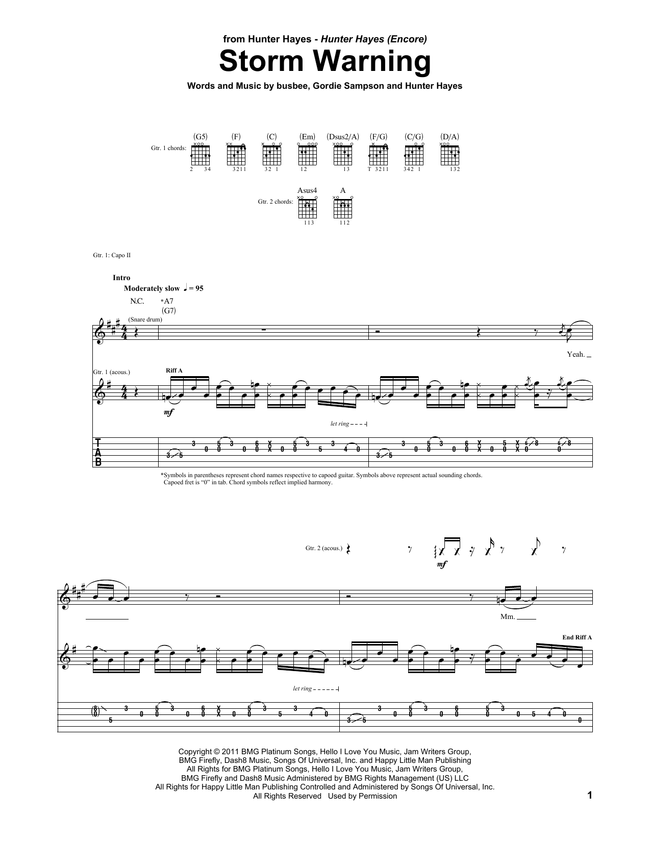 Learn to play Hunter Hayes Storm Warning sheet music for Guitar Tab in minutes. Price: 7.8900$ Hunter Hayes Storm Warning sheet music notes and chords arranged for Guitar Tab
