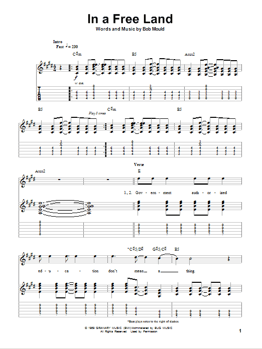 Husker Du In A Free Land sheet music notes and chords. Download Printable PDF.