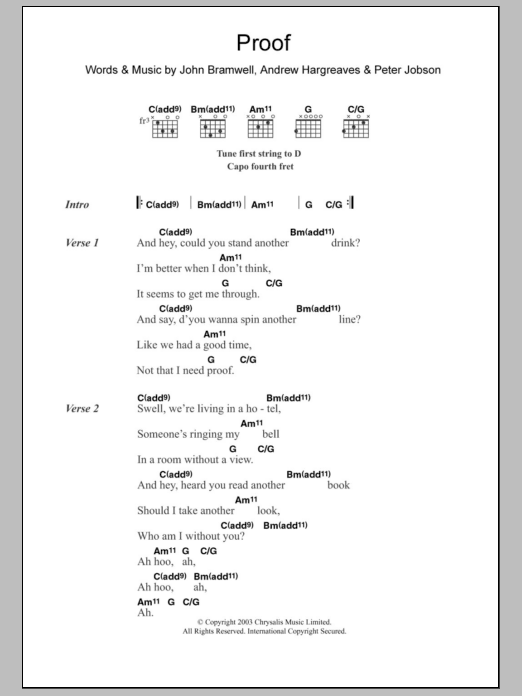 I Am Kloot Proof sheet music notes and chords. Download Printable PDF.