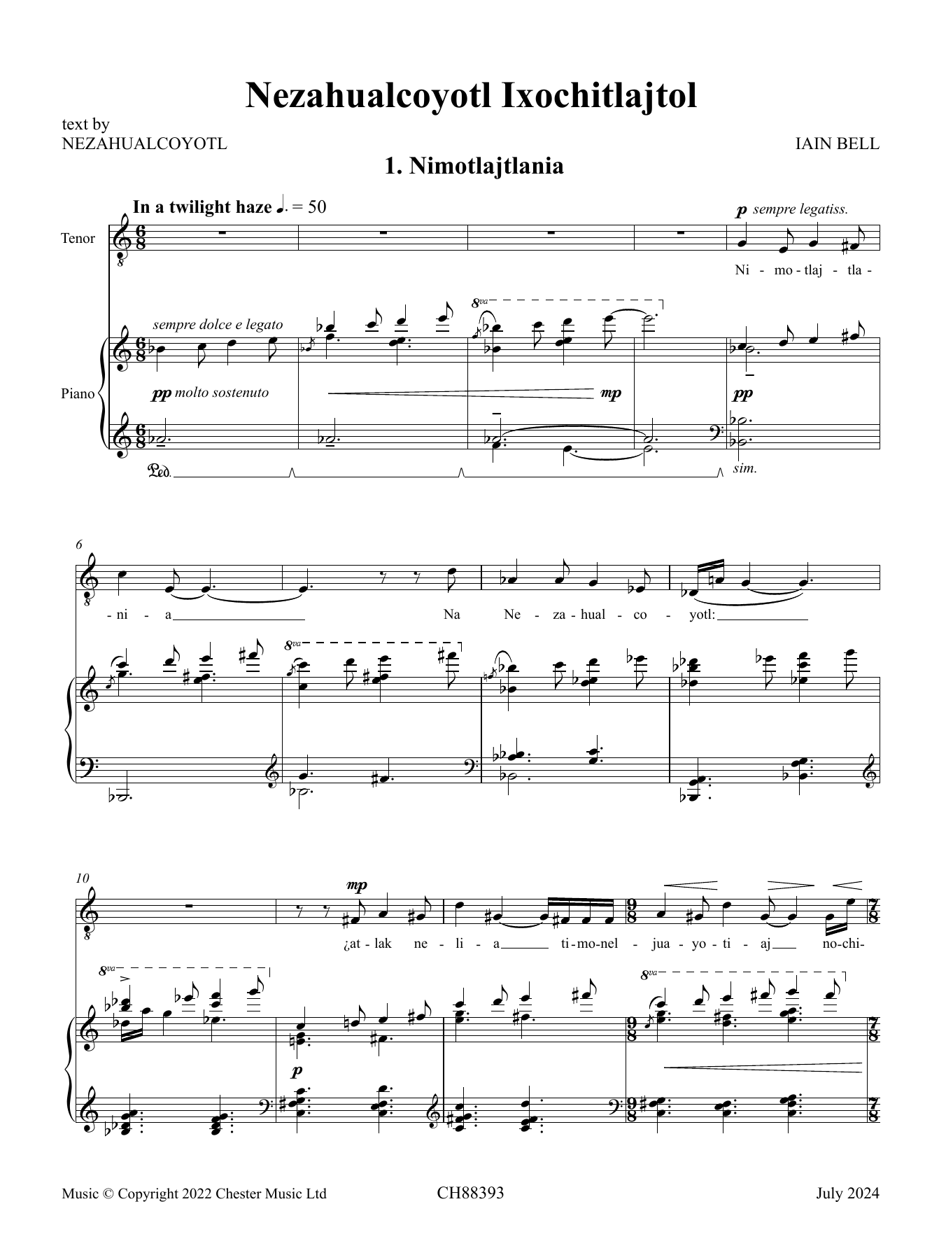 Iain Bell Nezahualcoyotl Ixochitlajtol sheet music notes and chords. Download Printable PDF.