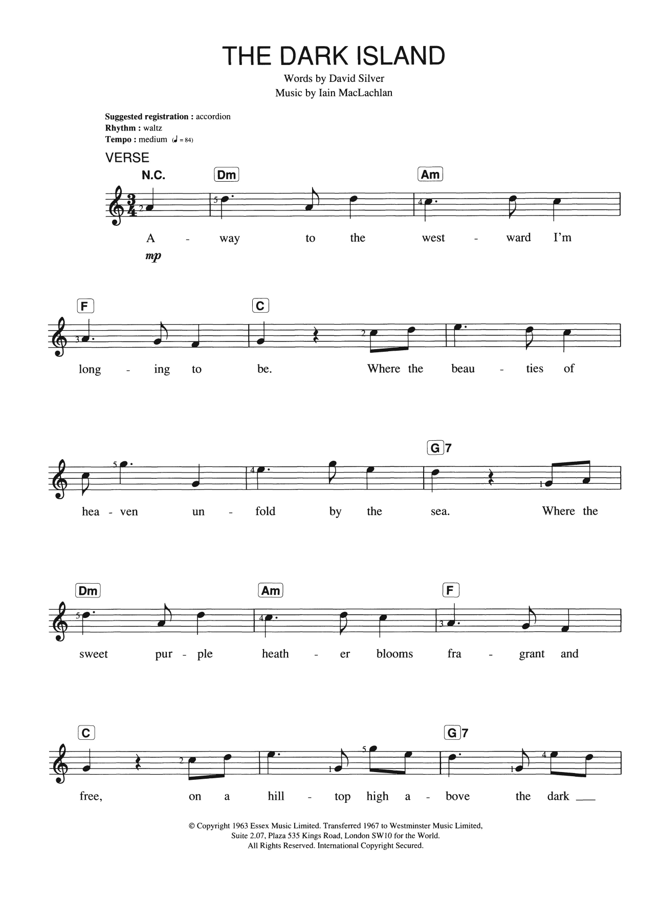 Iain Maclachlan The Dark Island sheet music notes and chords. Download Printable PDF.