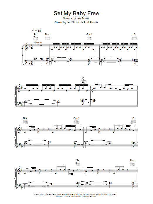 Learn to play Ian Brown Set My Baby Free sheet music for Piano, Vocal & Guitar Chords in minutes. Price: 7.8900$ Ian Brown Set My Baby Free sheet music notes and chords arranged for Piano, Vocal & Guitar Chords
