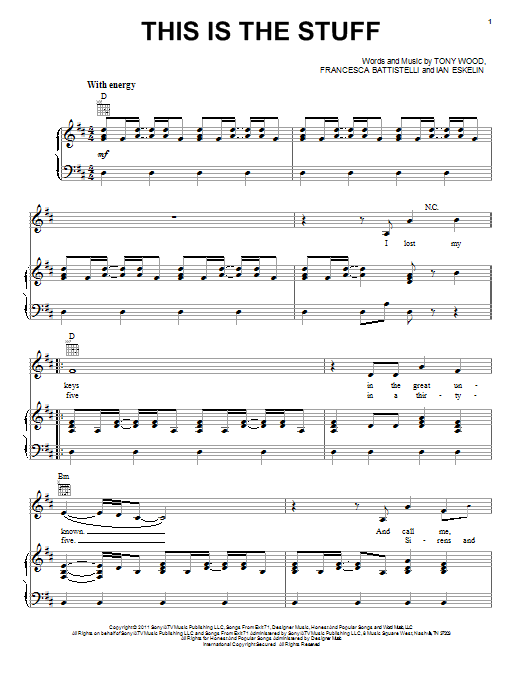 Learn to play Ian Eskelin This Is The Stuff sheet music for Piano, Vocal & Guitar Chords (Right-Hand Melody) in minutes. Price: 7.8900$ Ian Eskelin This Is The Stuff sheet music notes and chords arranged for Piano, Vocal & Guitar Chords (Right-Hand Melody)
