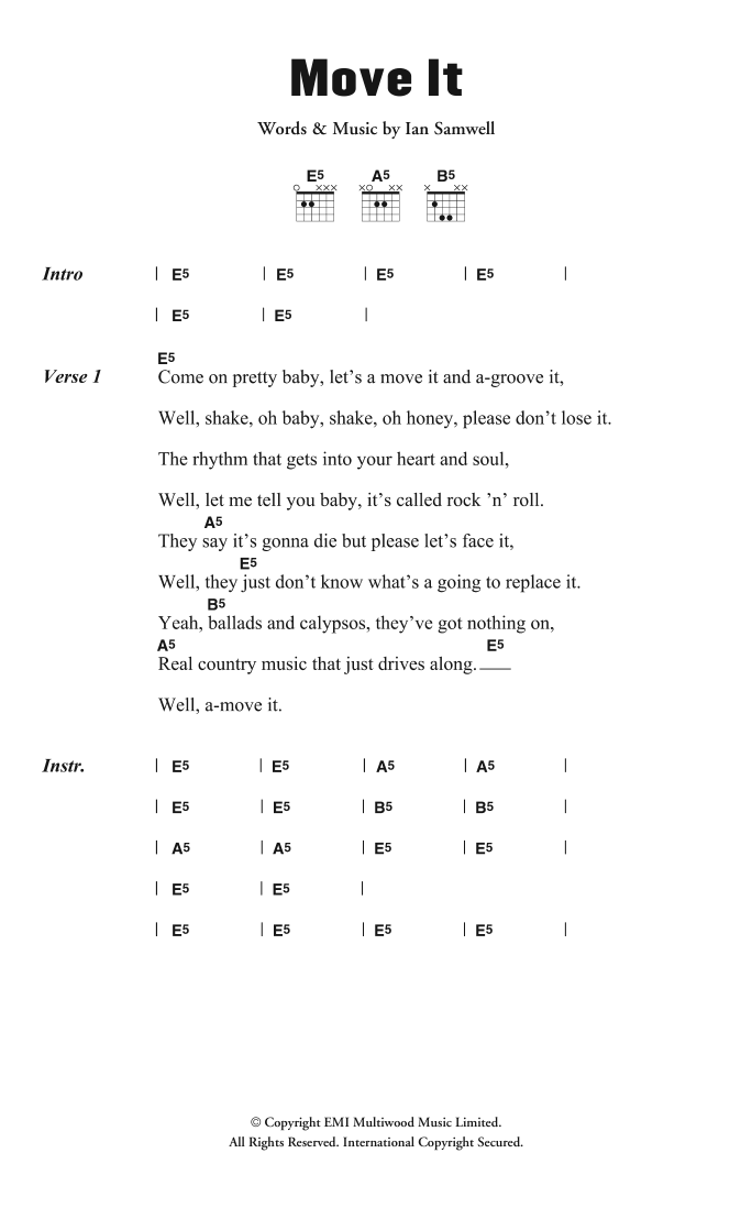 Cliff Richard & The Drifters Move It sheet music notes and chords. Download Printable PDF.