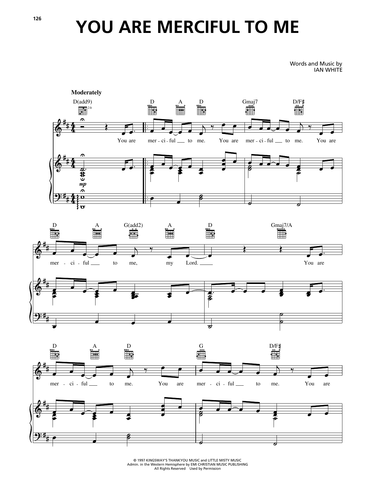 Ian White You Are Merciful To Me sheet music notes and chords arranged for Piano, Vocal & Guitar Chords (Right-Hand Melody)
