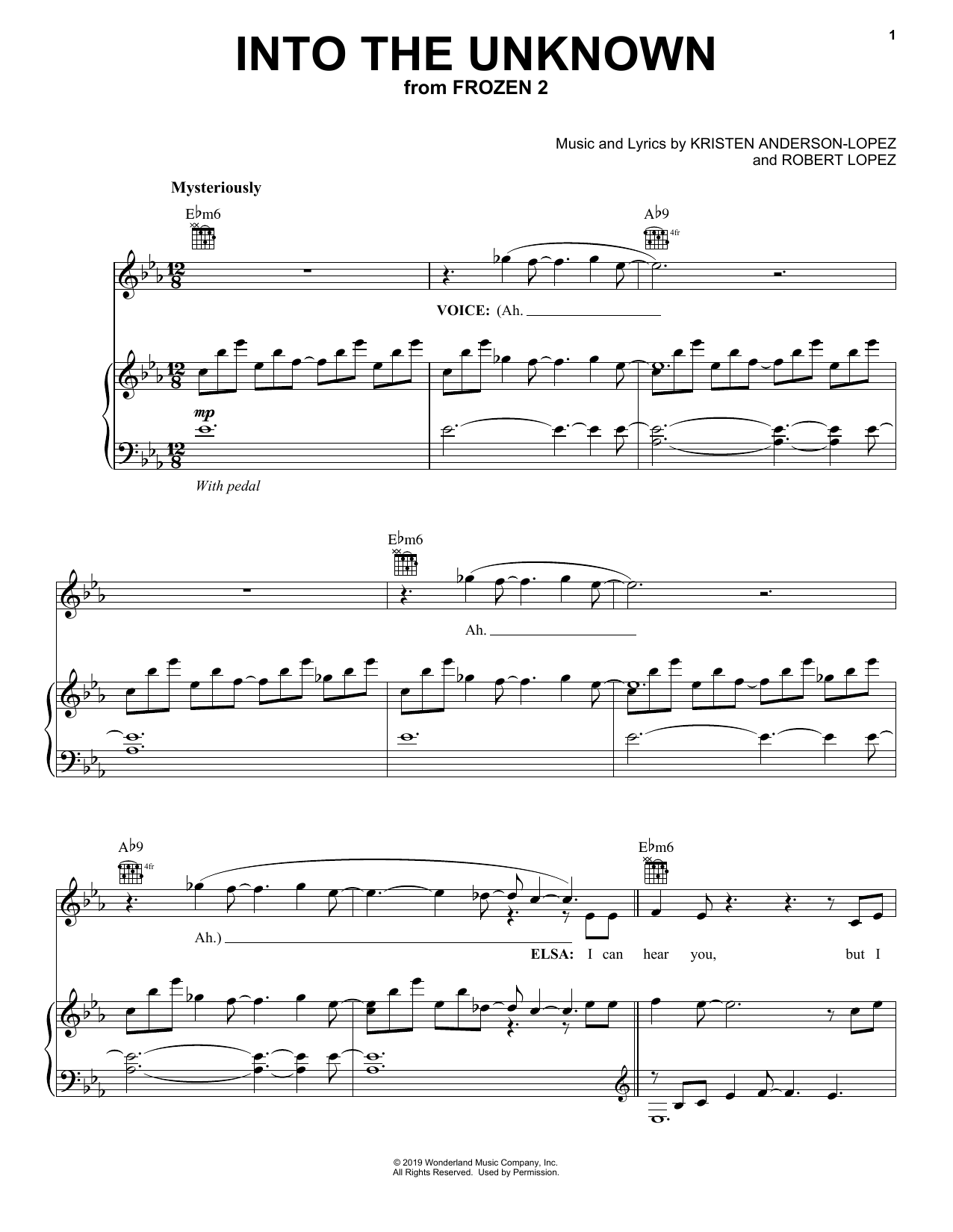 Idina Menzel and AURORA Into The Unknown (from Disney's Frozen 2) sheet music notes and chords arranged for Oboe Solo