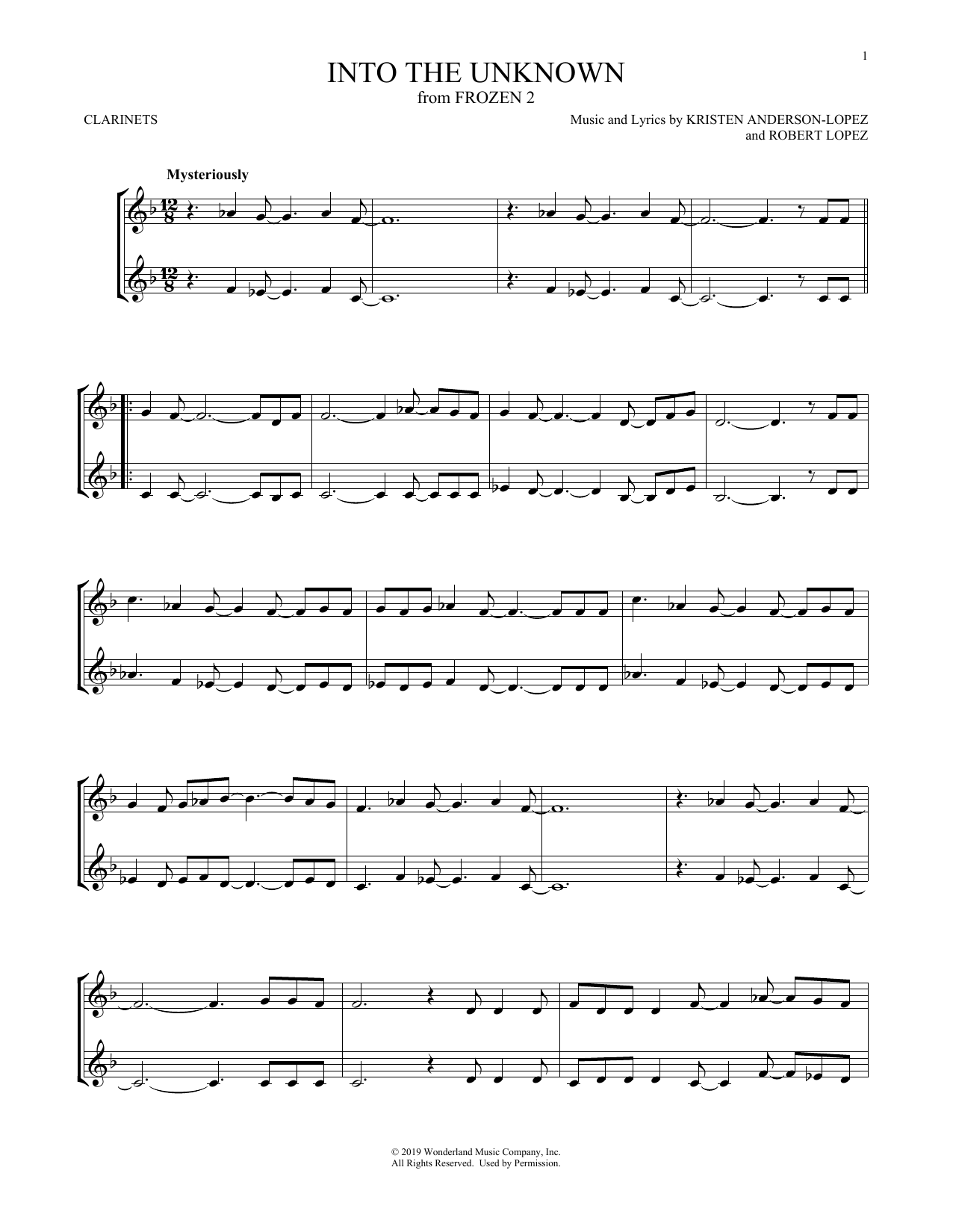 Idina Menzel and AURORA Into The Unknown (from Frozen 2) sheet music notes and chords. Download Printable PDF.