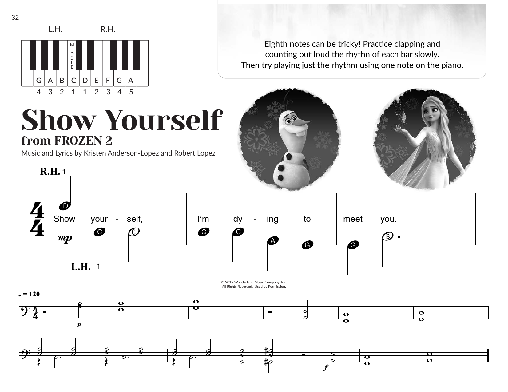 Idina Menzel and Evan Rachel Wood Show Yourself (from Frozen 2) sheet music notes and chords arranged for Very Beginner Piano