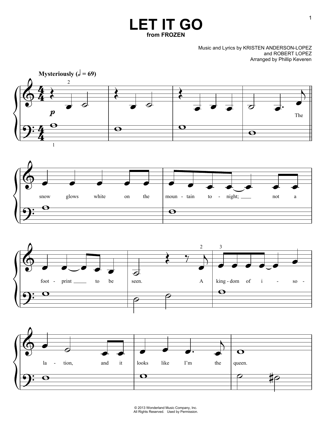 Phillip Keveren Let It Go (from Frozen) sheet music notes and chords. Download Printable PDF.