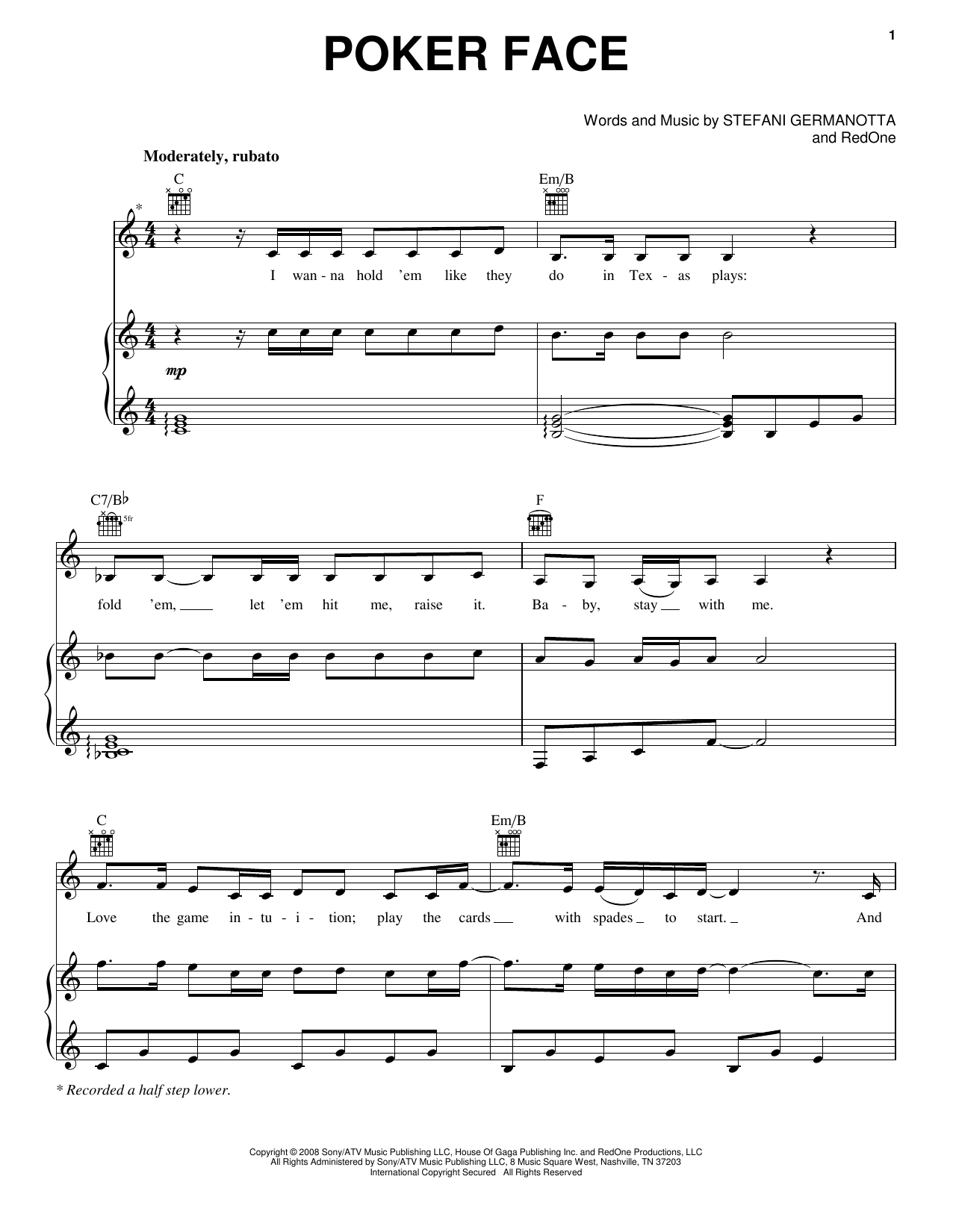 Learn to play Idina Menzel Poker Face sheet music for Piano, Vocal & Guitar Chords (Right-Hand Melody) in minutes. Price: 7.8900$ Idina Menzel Poker Face sheet music notes and chords arranged for Piano, Vocal & Guitar Chords (Right-Hand Melody)