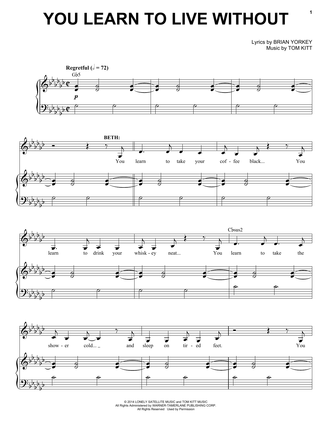 Idina Menzel You Learn To Live Without (from If/Then: A New Musical) sheet music notes and chords. Download Printable PDF.