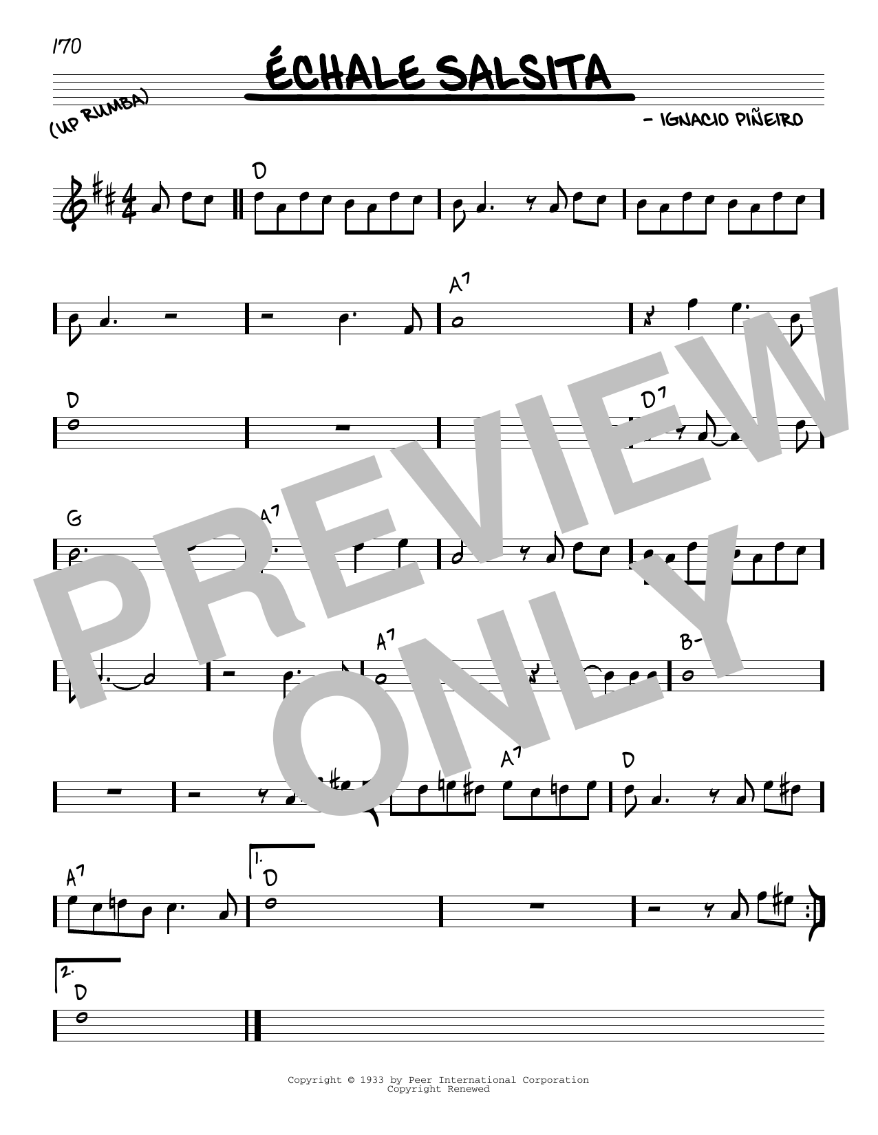 Learn to play Ignacio Pineiro Echale Salsita sheet music for Real Book – Melody & Chords in minutes. Price: 5.9900$ Ignacio Pineiro Echale Salsita sheet music notes and chords arranged for Real Book – Melody & Chords