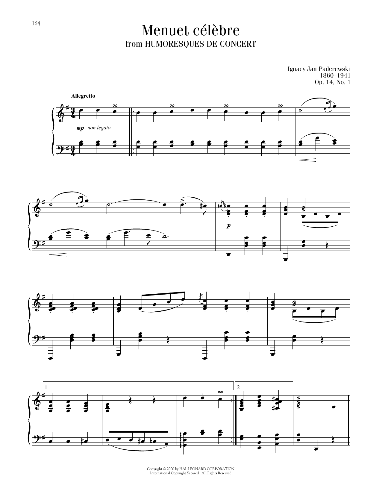 Ignacy Jan Paderewski Minuet In G (Menuet) sheet music notes and chords. Download Printable PDF.