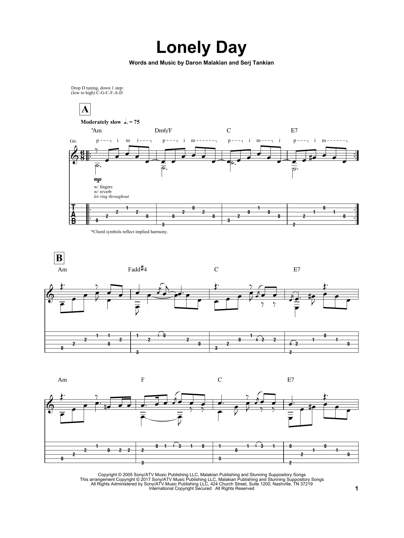 Igor Presnyakov Lonely Day sheet music notes and chords. Download Printable PDF.