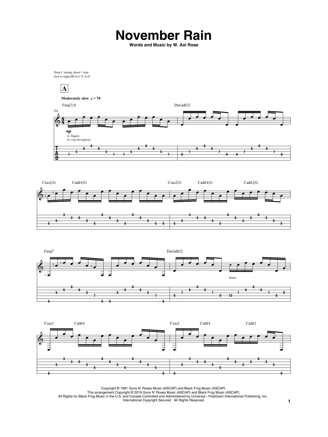 Igor Presnyakov November Rain sheet music notes and chords. Download Printable PDF.