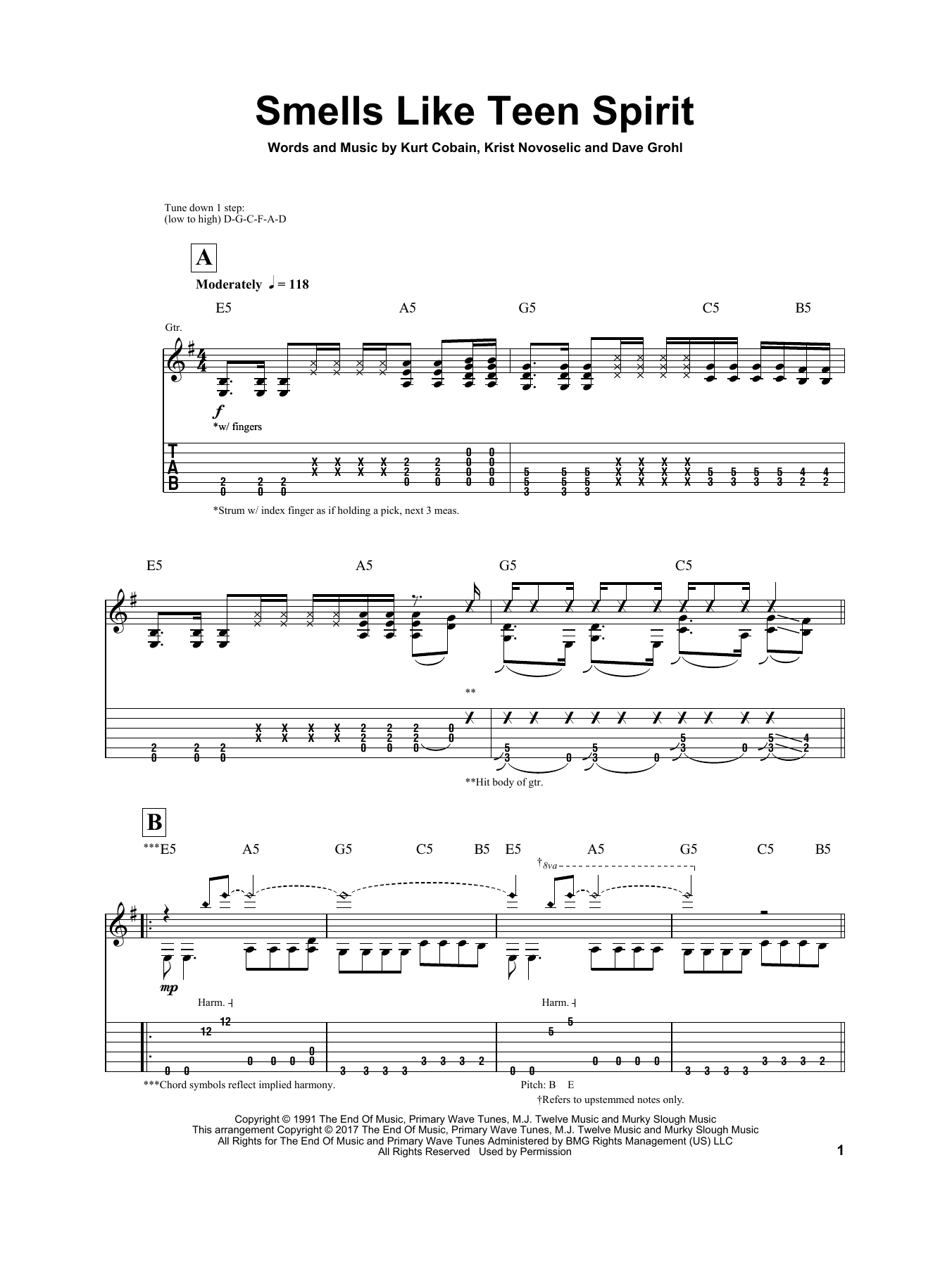 Igor Presnyakov Smells Like Teen Spirit sheet music notes and chords. Download Printable PDF.