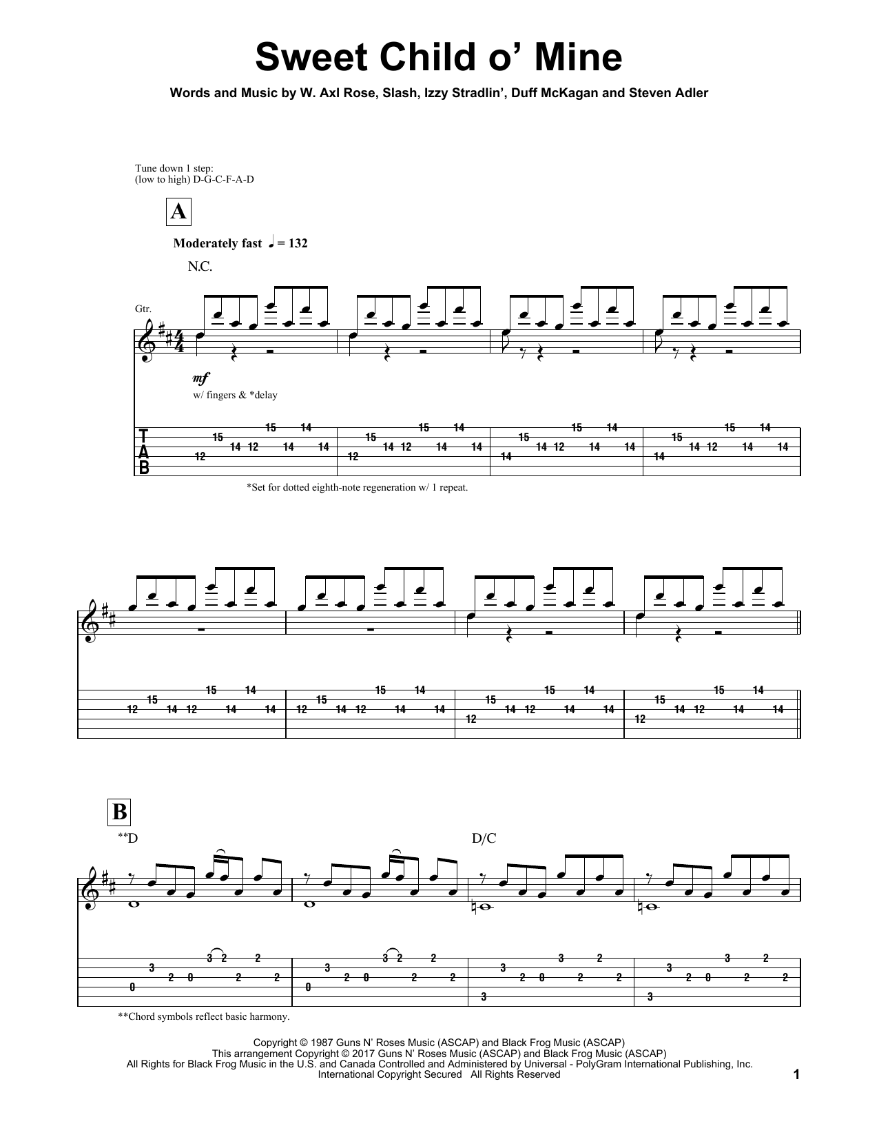 Igor Presnyakov Sweet Child O' Mine sheet music notes and chords. Download Printable PDF.