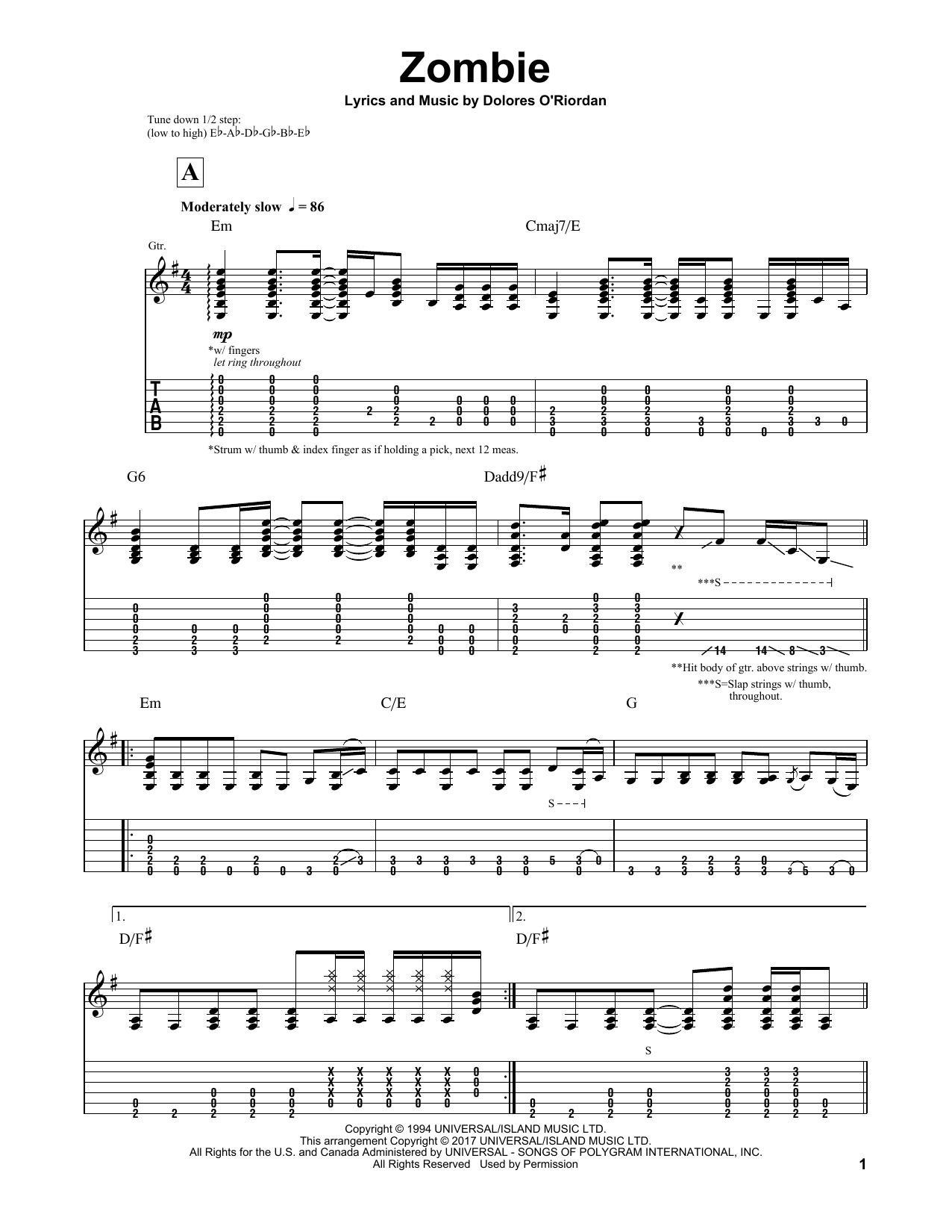 Igor Presnyakov Zombie sheet music notes and chords. Download Printable PDF.