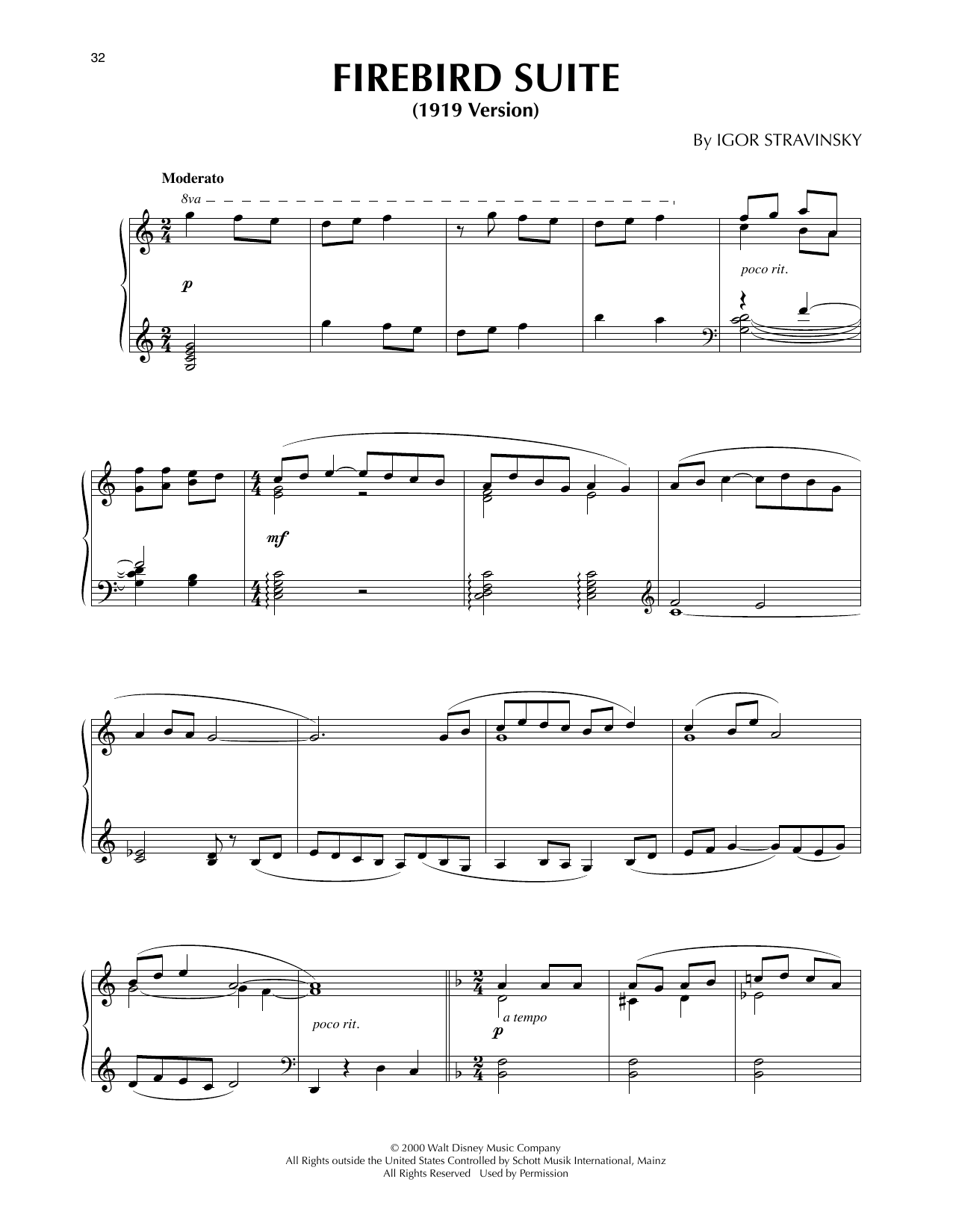 Igor Stravinsky Firebird Suite (from Fantasia 2000) sheet music notes and chords. Download Printable PDF.