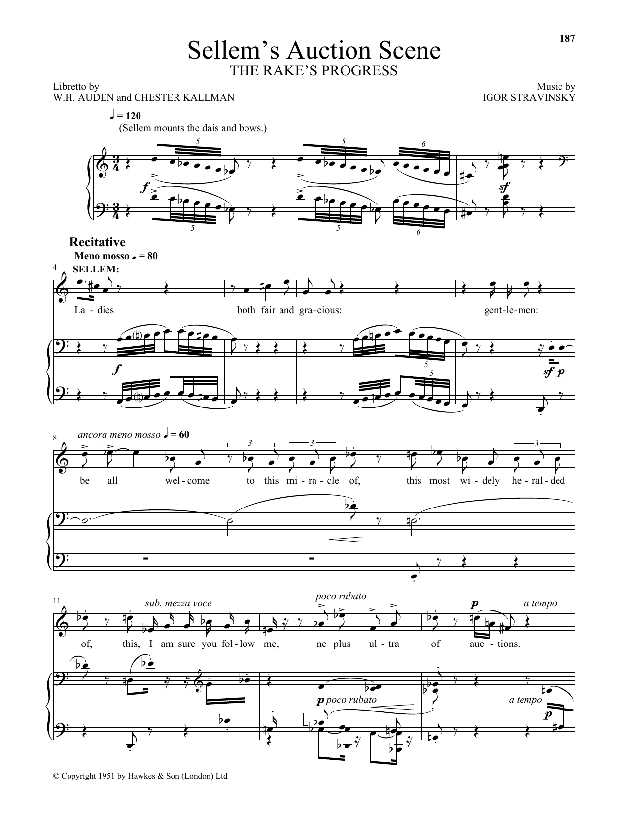 Learn to play Igor Stravinsky Sellem's Auction Scene sheet music for Piano & Vocal in minutes. Price: 7.8900$ Igor Stravinsky Sellem's Auction Scene sheet music notes and chords arranged for Piano & Vocal