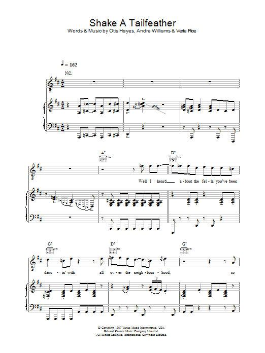 Ike & Tina Turner Shake A Tail Feather sheet music notes and chords arranged for Piano, Vocal & Guitar Chords