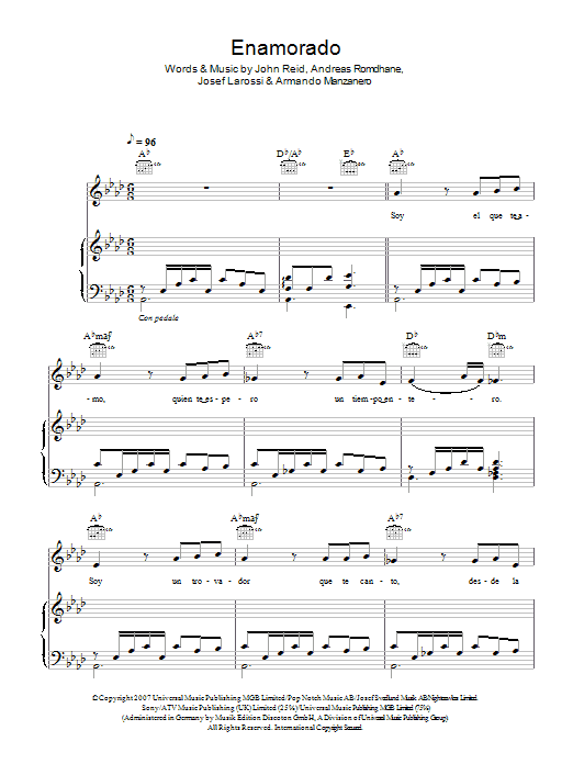 Learn to play Il Divo Enamorado sheet music for Piano, Vocal & Guitar Chords in minutes. Price: 7.8900$ Il Divo Enamorado sheet music notes and chords arranged for Piano, Vocal & Guitar Chords