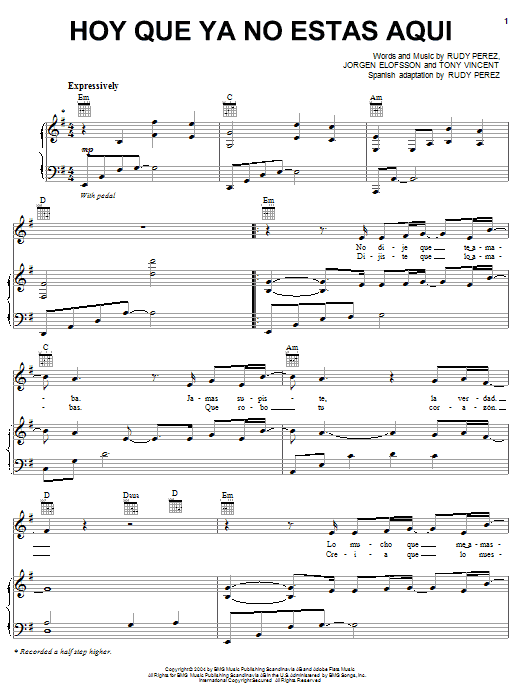 Learn to play Il Divo Hoy Que Ya No Estas Aqui sheet music for Piano, Vocal & Guitar Chords (Right-Hand Melody) in minutes. Price: 7.8900$ Il Divo Hoy Que Ya No Estas Aqui sheet music notes and chords arranged for Piano, Vocal & Guitar Chords (Right-Hand Melody)