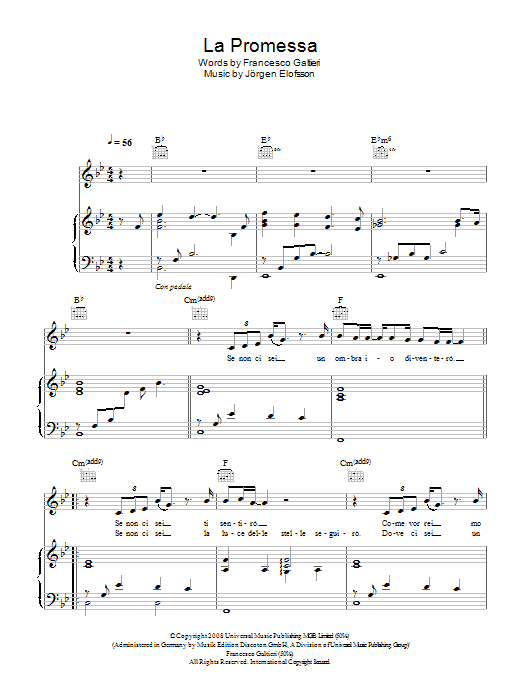 Learn to play Il Divo La Promessa sheet music for Piano, Vocal & Guitar Chords in minutes. Price: 7.8900$ Il Divo La Promessa sheet music notes and chords arranged for Piano, Vocal & Guitar Chords