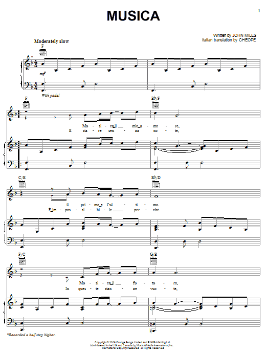 Il Divo Musica sheet music notes and chords arranged for Piano, Vocal & Guitar Chords (Right-Hand Melody)