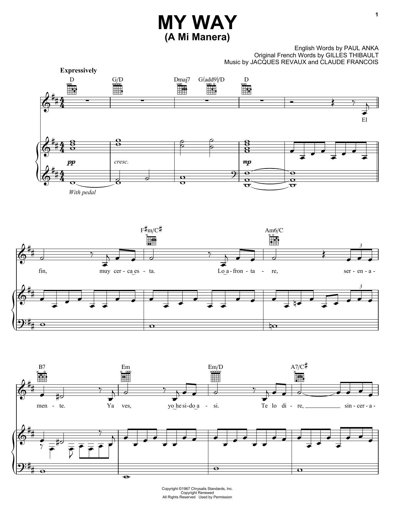 Il Divo My Way (A Mi Manera) sheet music notes and chords. Download Printable PDF.