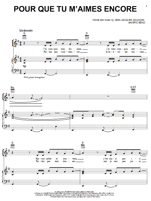 Learn to play Il Divo Pour Que Tu M'aimes Encore sheet music for Piano, Vocal & Guitar Chords (Right-Hand Melody) in minutes. Price: 7.8900$ Il Divo Pour Que Tu M'aimes Encore sheet music notes and chords arranged for Piano, Vocal & Guitar Chords (Right-Hand Melody)