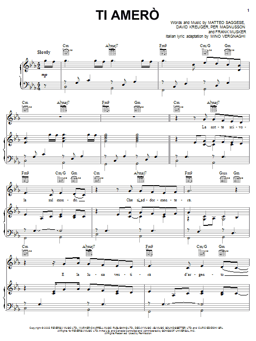 Learn to play Il Divo Ti Amero sheet music for Piano, Vocal & Guitar Chords (Right-Hand Melody) in minutes. Price: 7.8900$ Il Divo Ti Amero sheet music notes and chords arranged for Piano, Vocal & Guitar Chords (Right-Hand Melody)
