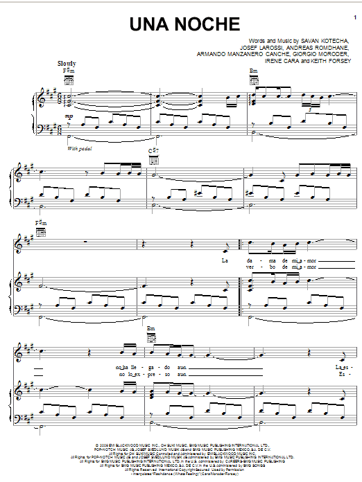 Learn to play Il Divo Una Noche sheet music for Piano, Vocal & Guitar Chords (Right-Hand Melody) in minutes. Price: 7.8900$ Il Divo Una Noche sheet music notes and chords arranged for Piano, Vocal & Guitar Chords (Right-Hand Melody)
