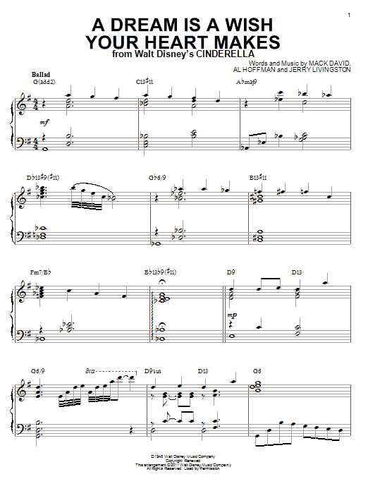 Ilene Woods A Dream Is A Wish Your Heart Makes [Jazz version] (arr. Brent Edstrom) sheet music notes and chords arranged for Piano Solo